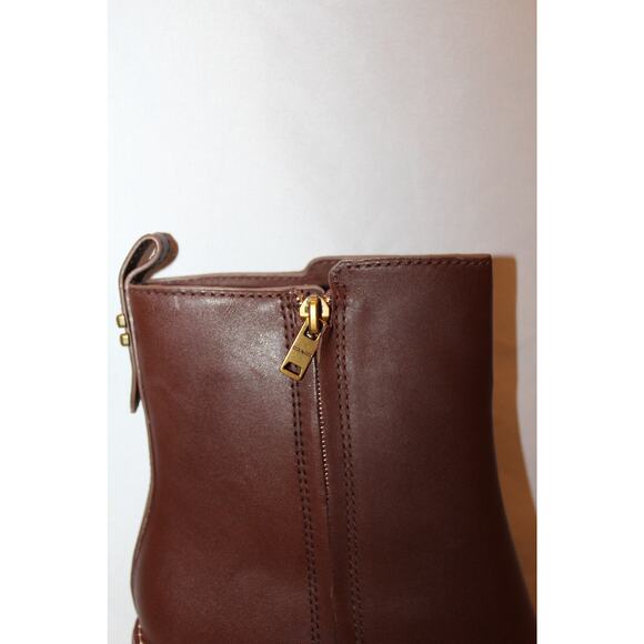 NIB WOMEN'S COACH BRADY LEATHER WEDGE BOOTIE BOOTS WALNUT BROWN SZ 11 $295 - Picture 7 of 8